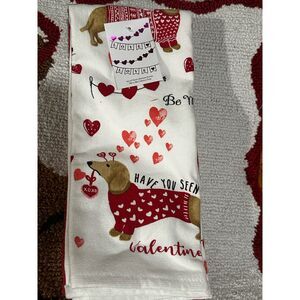 Valentine's Day Dachshund Kitchen Towel Set 18" x 28" NWT